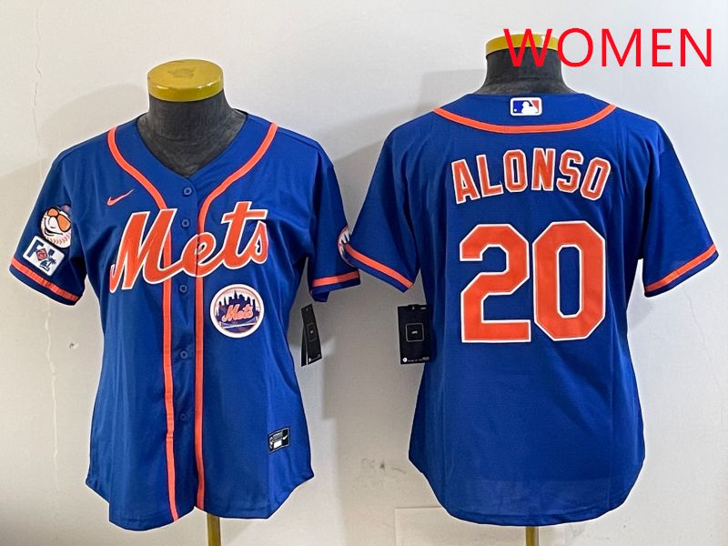 Women New York Mets #20 Alonso Blue Game Fashion 2025 Nike MLB Jersey style 5->women mlb jersey->Women Jersey